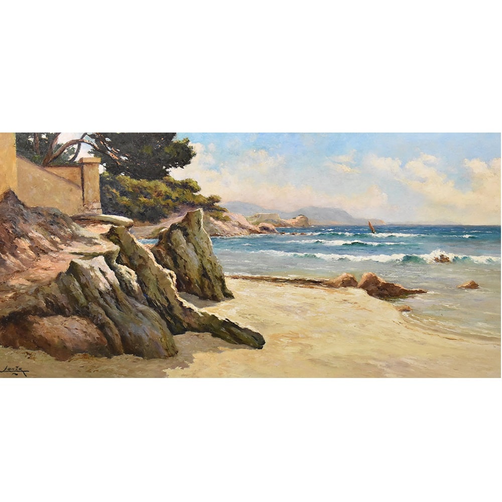 QM516 1 antique painting art deco seascape oil paintig marine art 1930s.jpg